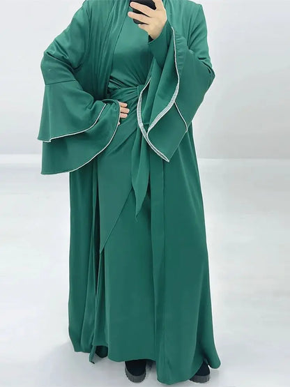 Cralom Ramadan Eid 3-Piece Abaya Set Kaftan for Women