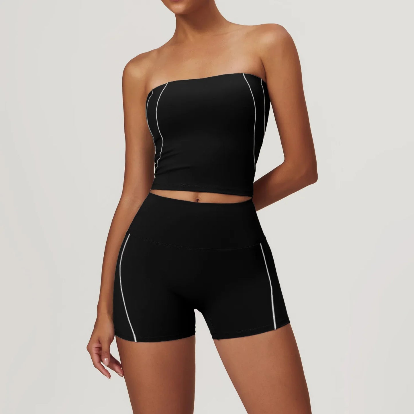 Cralom Summer Yoga Set for Women: 2 Piece Tight Fit Sports Suit