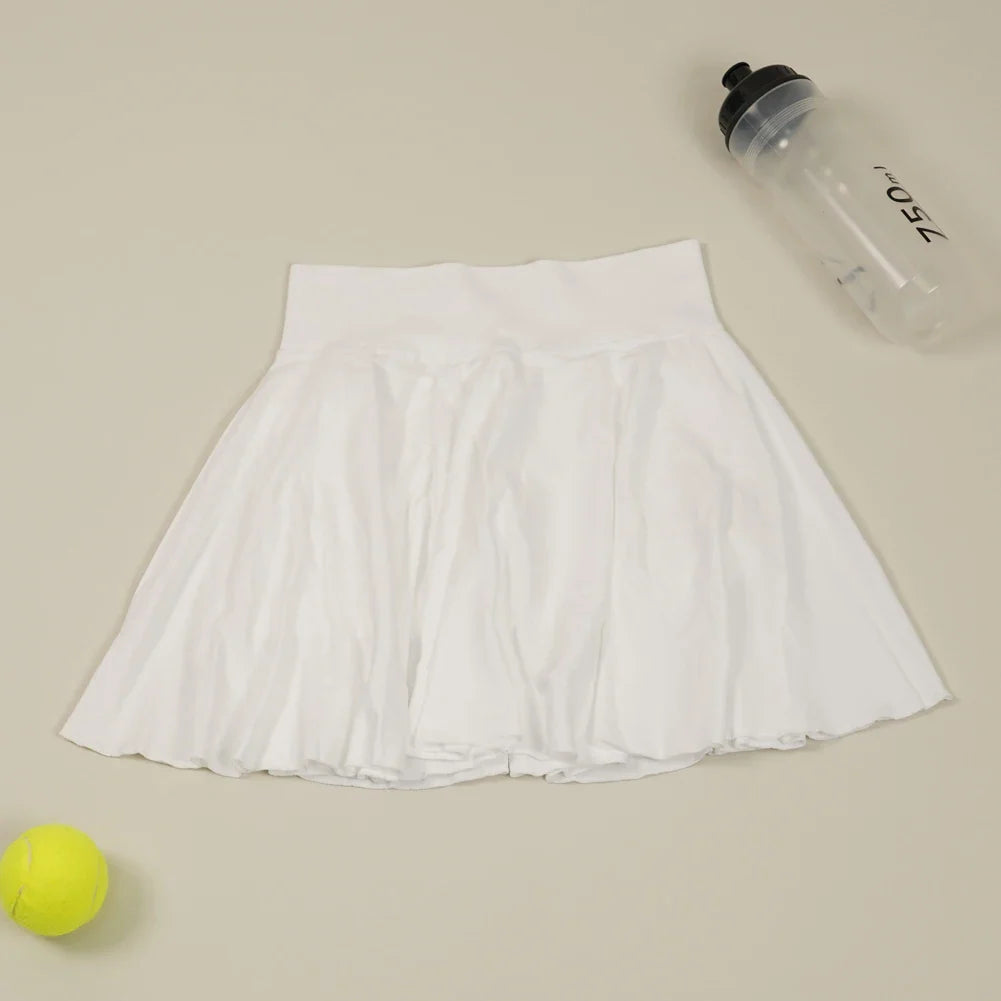 Cralom Women's Tennis Skirt with Built-in Yoga Shorts and Stretchy Quick-Dry Material