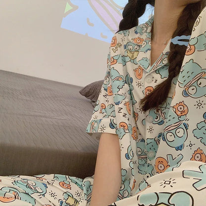 Cralom Hangyodon Pajama Set for Women: Loose, Casual, 3-Piece Loungewear Collection