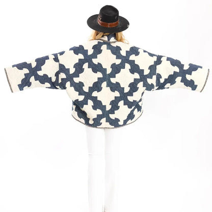 Cralom Lapel Patchwork Coat | Stylish Loose-Fit Jacket for Women