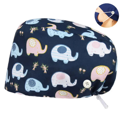 Cralom Dental Patterned Scrub Cap – Adjustable Surgical Work Hat for Nurses & Doctors