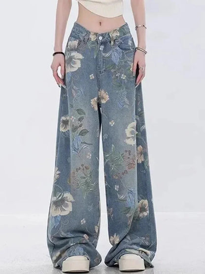 Cralom Vintage Printed High Waist Wide Leg Jeans 2025 - Women's Fashion
