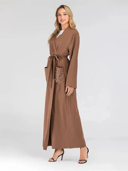 Cralom Ramadan Luxury Embroidery Kimono Abaya Women