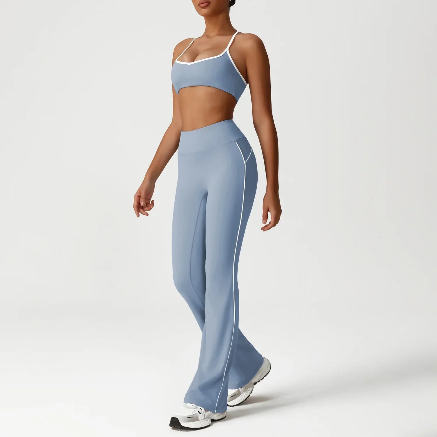 Cralom Color Block Seamless Yoga Set: Backless Bra & Booty-Lifting Leggings