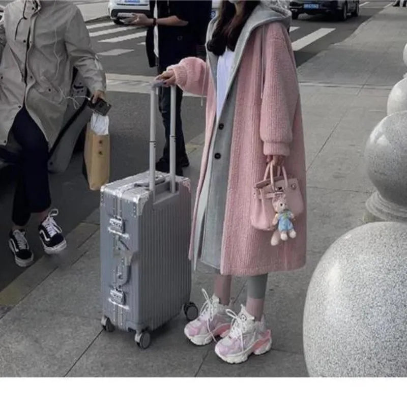 Cralom Faux Two-piece Hooded Cardigan Coat: Y2K Korean Fashion Plush Tide Streetwear
