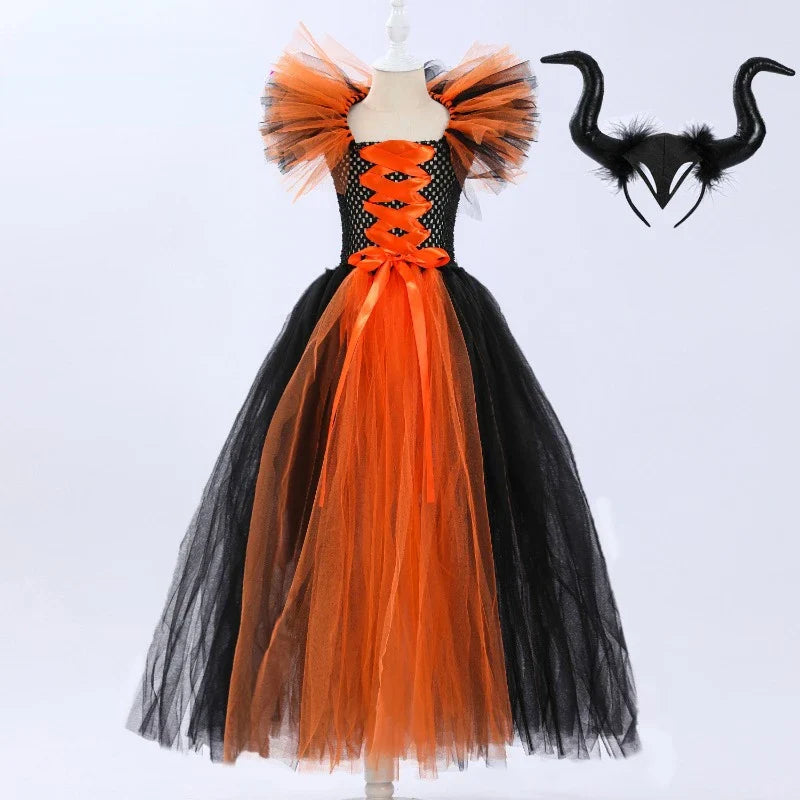 Cralom Deluxe Demon Queen Witch Girls Halloween Party Costume