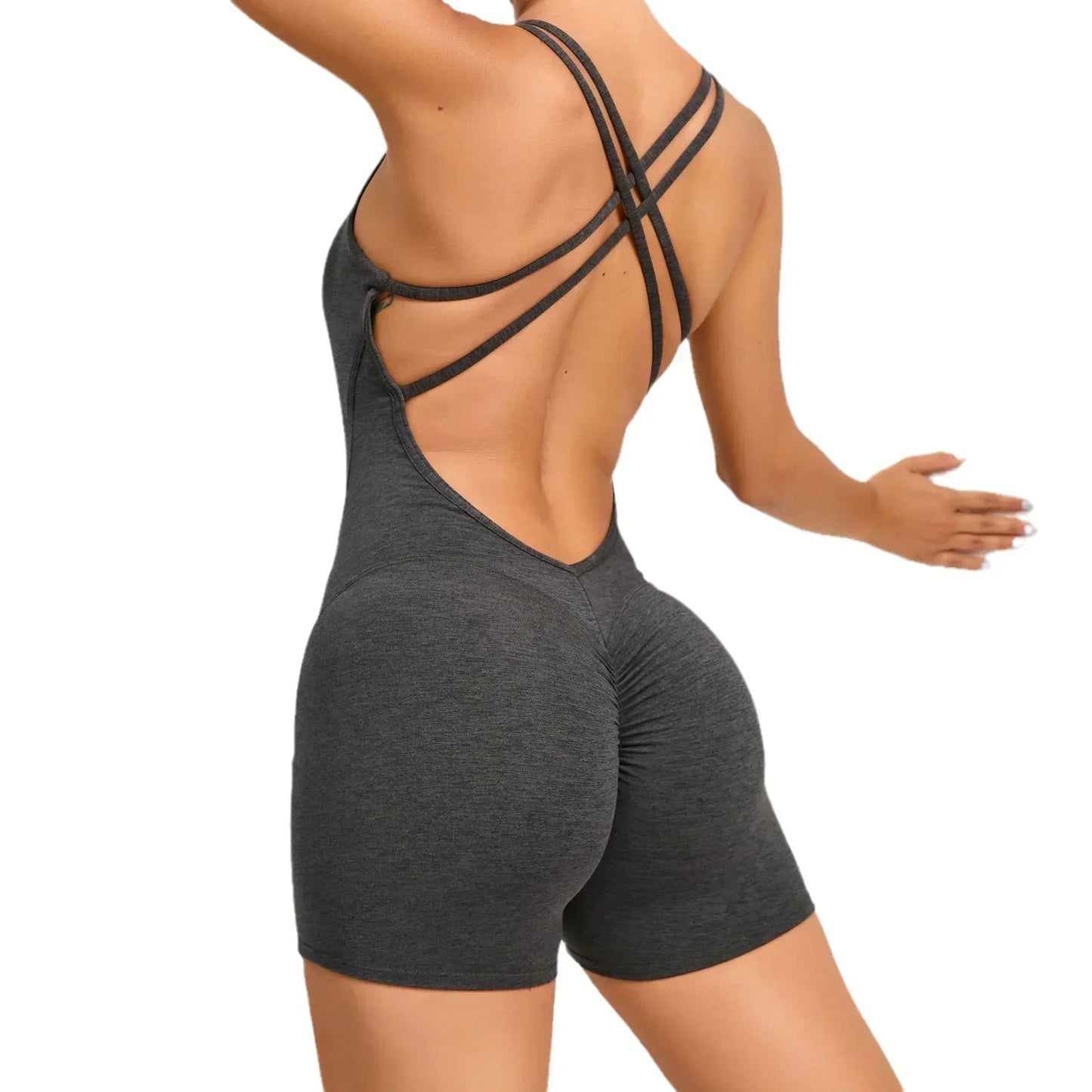 Cralom Pleated Yoga Jumpsuit Set for Women