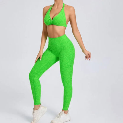 Cralom Color-Block High Waist Yoga Set - Slim Fit Bra & Pants