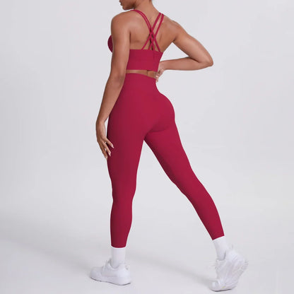 Cralom Seamless Yoga Set: Cross-Back Bra & Booty-Lifting Leggings