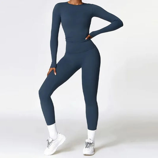Cralom Women's Sports Shirt & Leggings Set for Yoga & Running