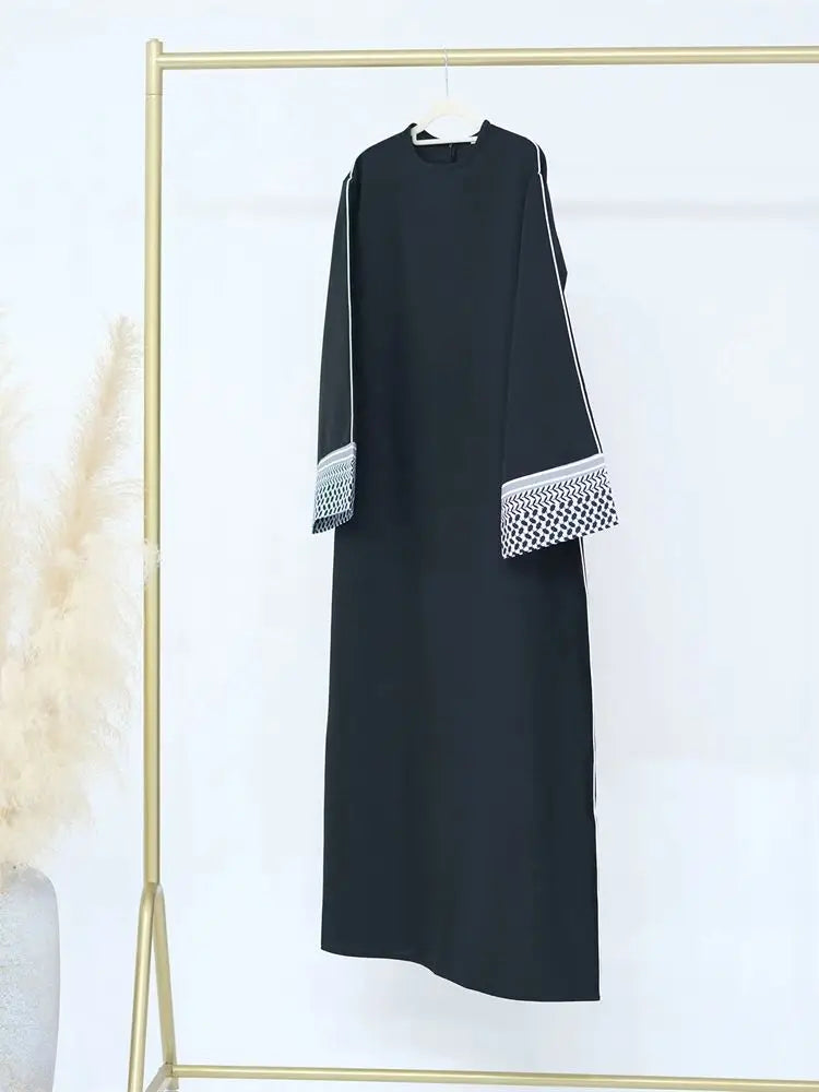 Cralom Black Ramadan Eid Modest Abaya Kaftan Dress