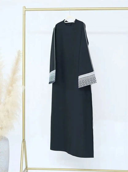 Cralom Black Ramadan Eid Modest Abaya Kaftan Dress
