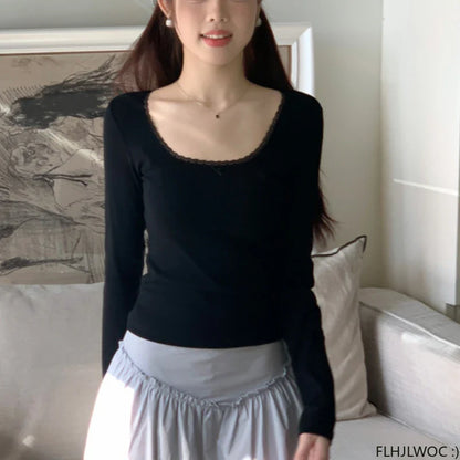 Cralom Flower Print Vintage Long Sleeve O Neck Tee