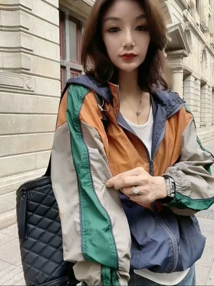 Cralom Zipper Sweatshirt Jacket Women's Streetwear 2024 Luxury Fashion Coat