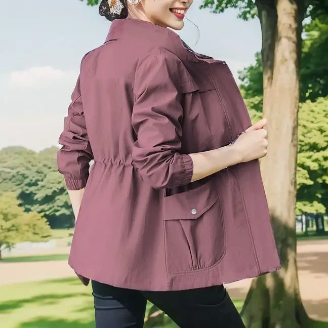 Cralom Khaki Windbreaker Jacket: Modern, High Quality & Elegant Outerwear for Women