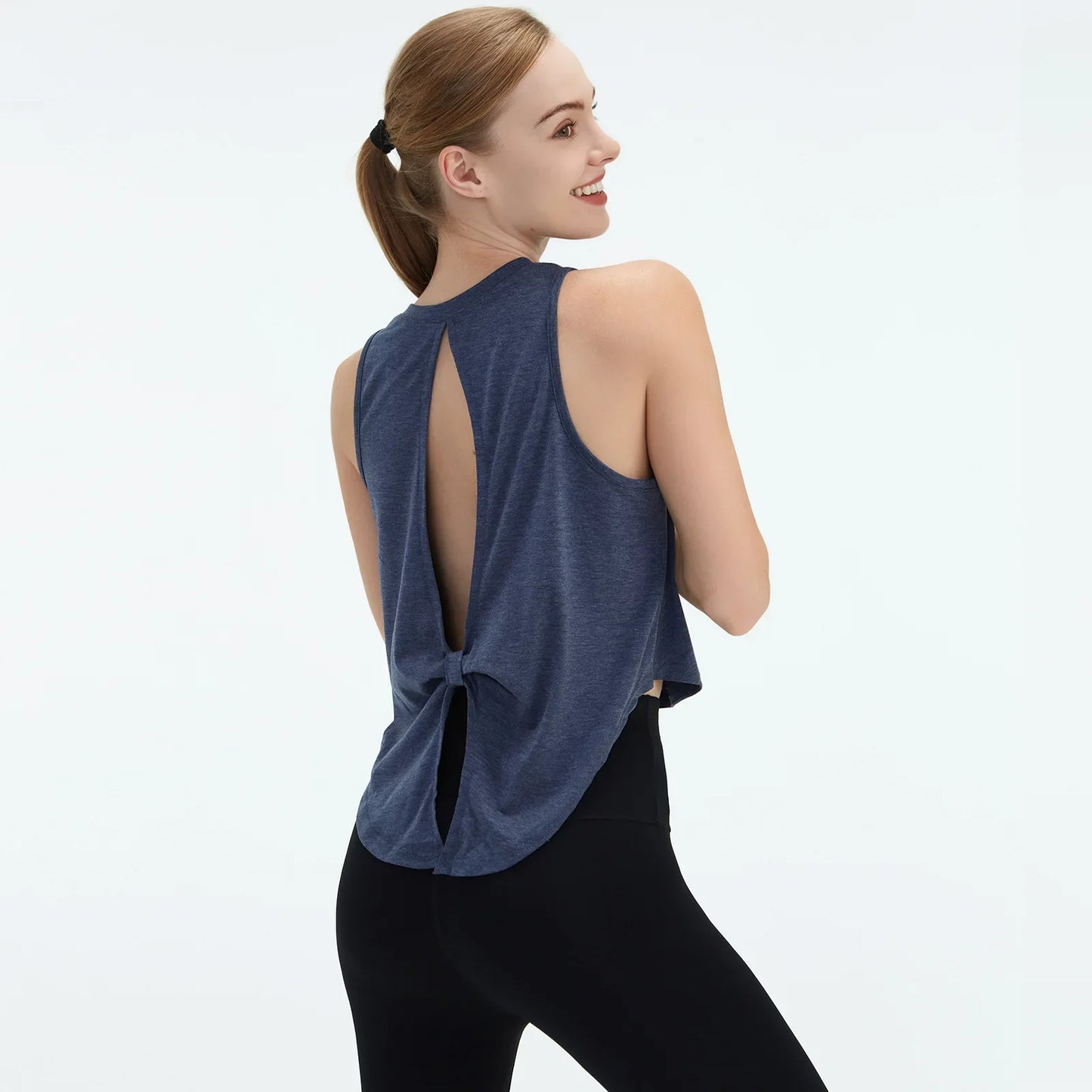 Cralom Hollow Out Yoga Tank Top, Quick Dry Workout Vest, Fitness Running Shirt