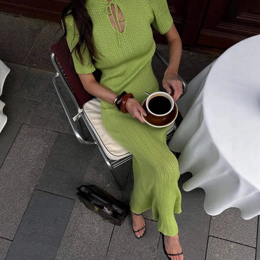 Cralom Candy Colored Slim Fit Knitted Woolen Dress