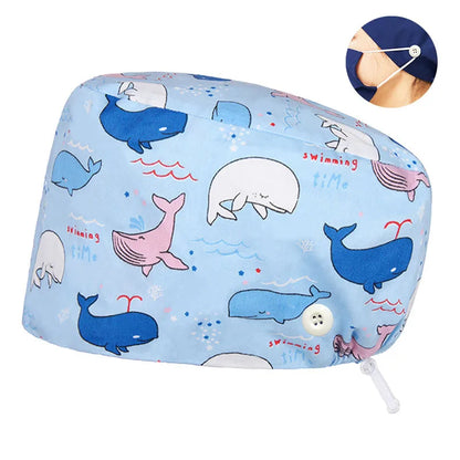 Cralom Dental Patterned Scrub Cap – Adjustable Surgical Work Hat for Nurses & Doctors