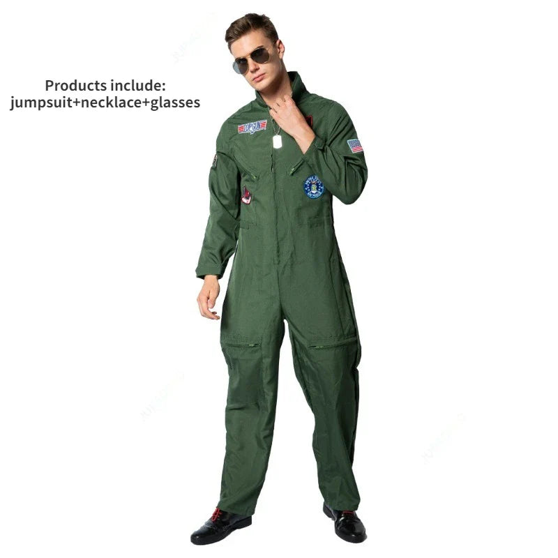 Cralom Men's Air Force Pilot Costume with Aviator Gear