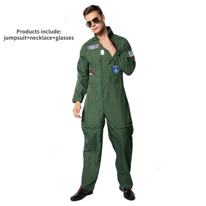 Cralom Men's Air Force Pilot Costume with Aviator Gear
