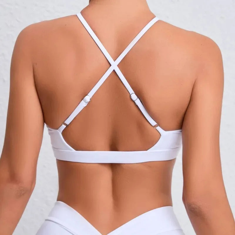 Cralom Cross Back Yoga Bra - Naked Feel Breathable Sports Fitness Top