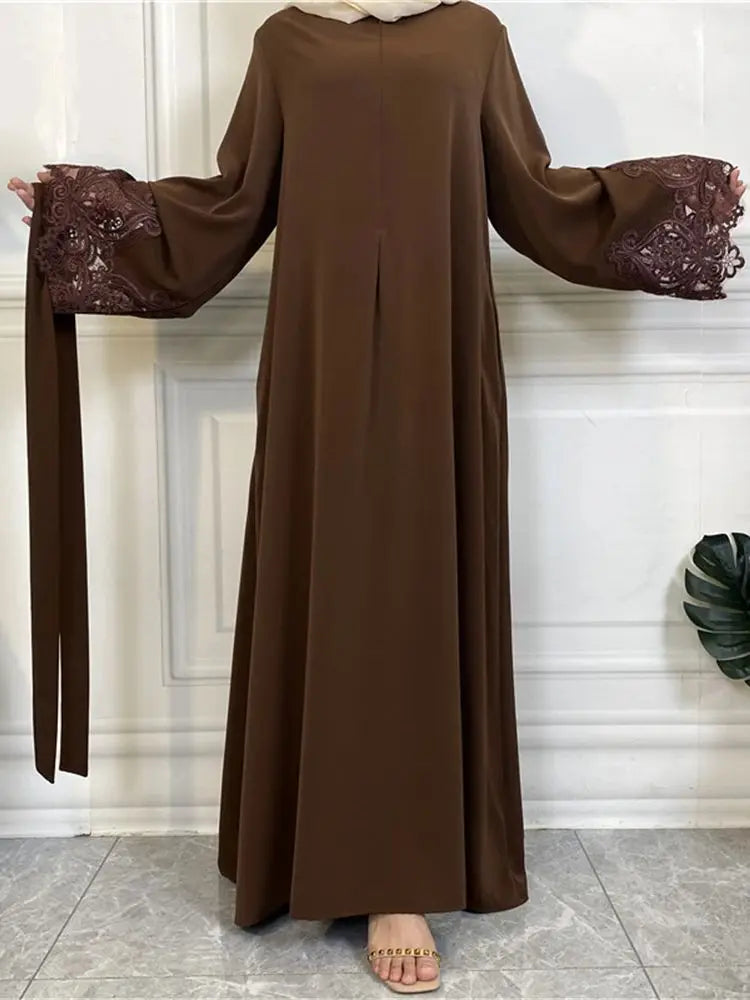 Cralom Ramadan Coffee Abaya Modest Dress Kaftan Robe