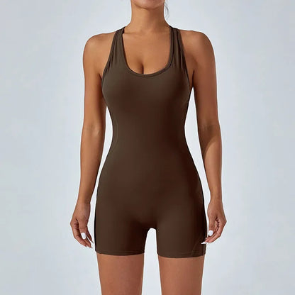 Cralom Beauty Back Sports Jumpsuit: Tight-Fit Yoga Set for Women, Hip Lifting & Backless.