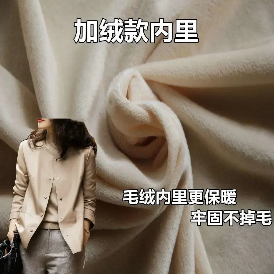 Cralom Women's High Quality Leather Bomber Jacket Fashion Coats