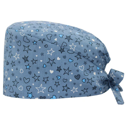 Cralom Cotton Scrub Cap with Sweatband, Tie Back Working Hat for Beauticians
