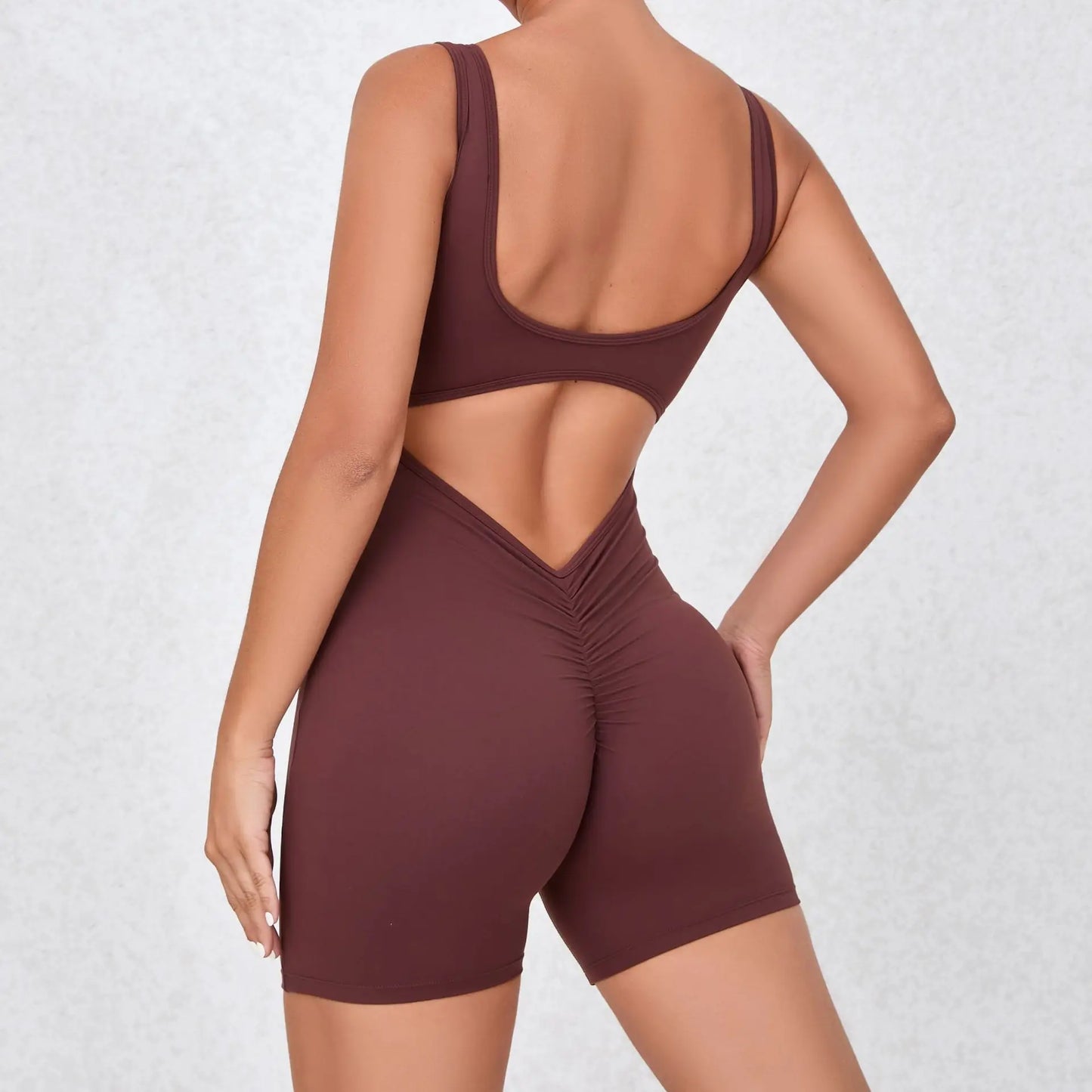 Cralom Strappy Yoga Fitness Jumpsuit Lifts Buttocks, High Elasticity Gym Romper