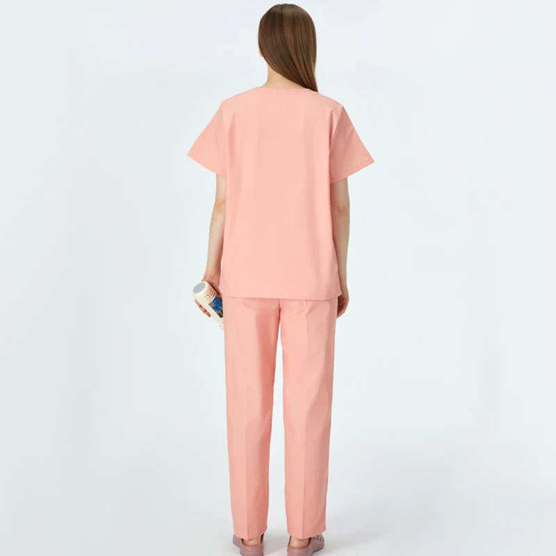 Cralom Pink Nursing Scrub Set - Easy Care Medical Uniform