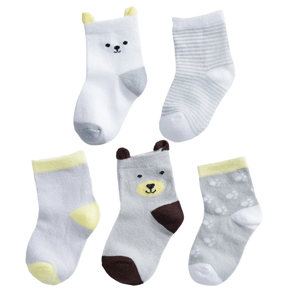 Kids Cotton School Socks Set 100% Breathable Anti-Slip Casual Sports by Cralom