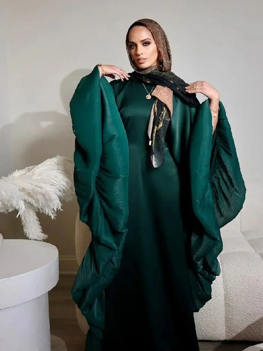 Helyn's Luxury Satin Abaya: Elegant Muslim Long Dress for Women