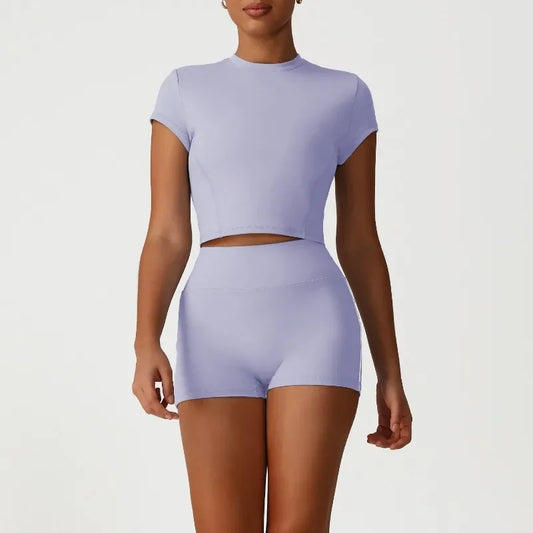 Cralom Seamless Yoga Set: Naked Feel Tee & Booty-Lifting Leggings