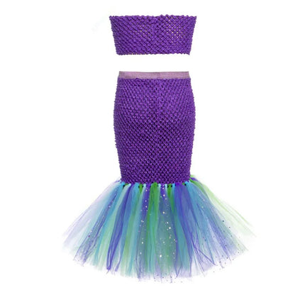 Cralom Mermaid Tutu Costume Headband for Ocean Theme Birthday Party Dress