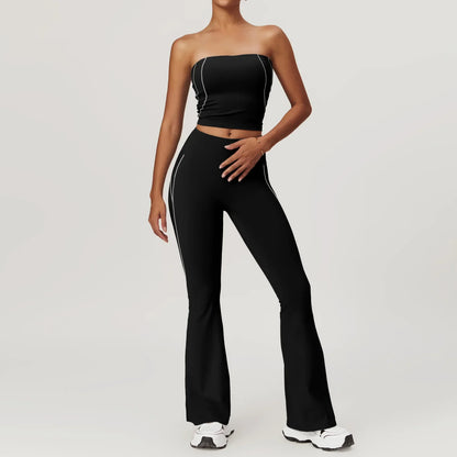 Cralom Summer Yoga Set for Women: 2 Piece Tight Fit Sports Suit