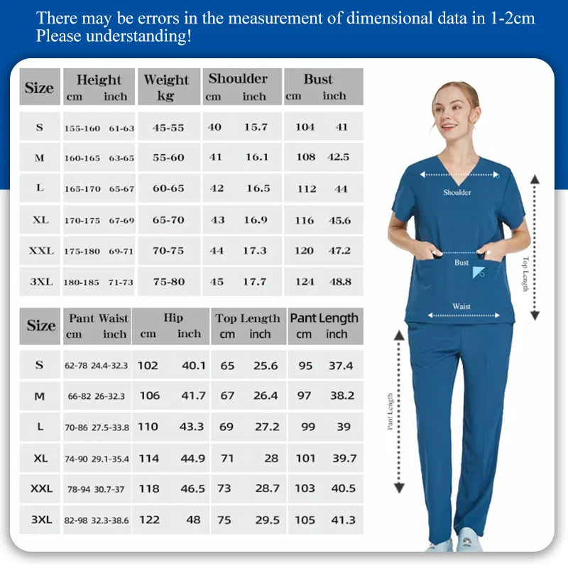 Cralom V-Neck Top & Straight Leg Pant Medical Scrub Set