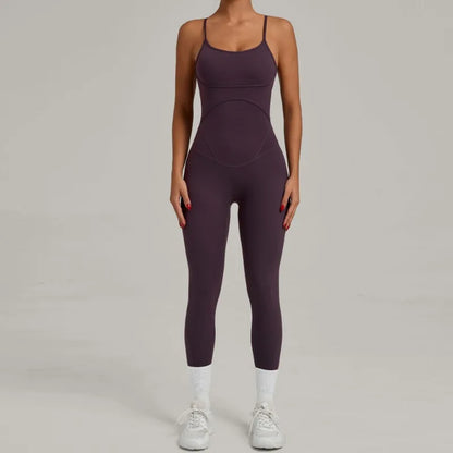 Cralom Cross Back Jumpsuit Yoga Set Gym Running Fitness Hip Lift Kit