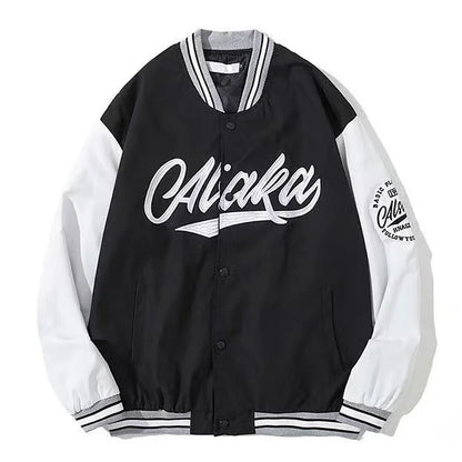 Cralom Flocking Splice Jacket: Y2K High Street Fashion Hip-hop Loose Tooling Uniform