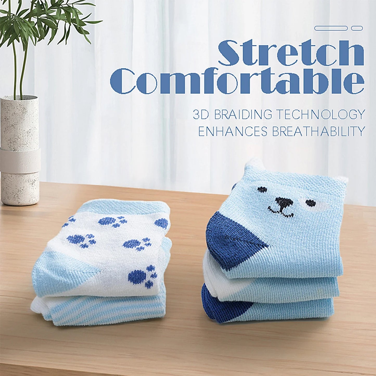 Kids Cotton School Socks Set 100% Breathable Anti-Slip Casual Sports by Cralom