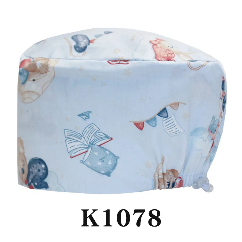 Cralom Cartoon Print Scrub Cap - Comfortable Women's Nurse Hat