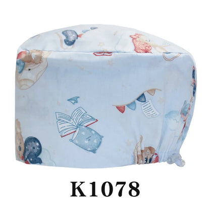 Cralom Cartoon Print Scrub Cap - Comfortable Women's Nurse Hat