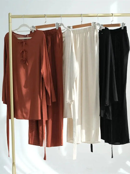 Cralom 2-Piece Abaya Set: Top & Pants for Modest Muslim Style