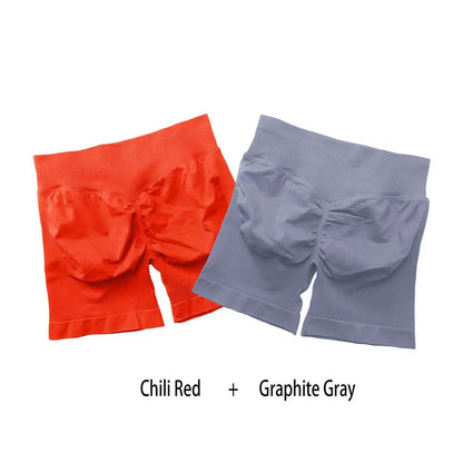 Cralom Seamless Leggings Gym Shorts Set for Women - Push-up Fitness Bottoms