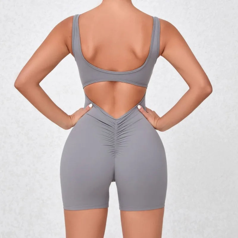 Cralom Strappy Yoga Fitness Jumpsuit Lifts Buttocks, High Elasticity Gym Romper