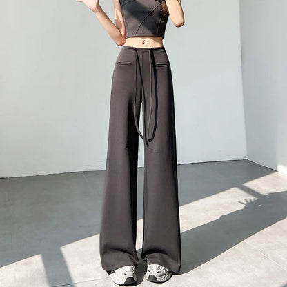 Cralom Vintage Capris: Women's Lace-Up Wide Leg Pants with Pockets