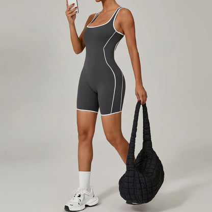 Cralom Seamless Yoga Romper: Fashion Open Back Sculpting Bodysuit