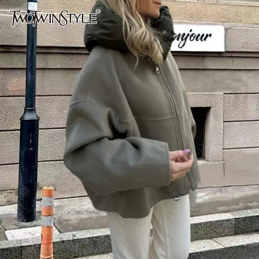 Cralom Stand Collar Hooded Zipper Jacket - Streetwear Casual Fashion Coat