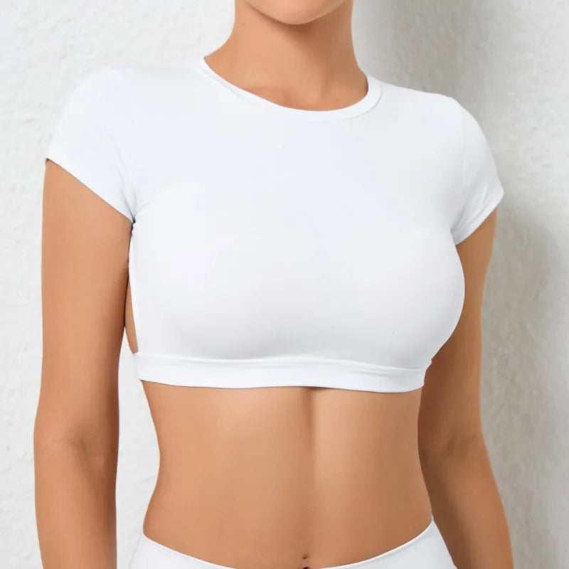 Cralom Naked Feel Yoga Bra Top with Built-in Padding & Quick-Dry Backless Design